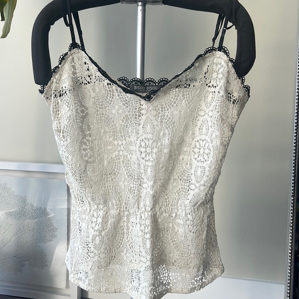 Pinstripe Lace Inlay Camisole